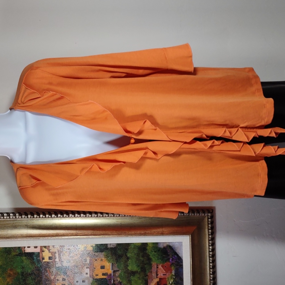 Carolyn Strauss Collection Ruffle Front Cardigan